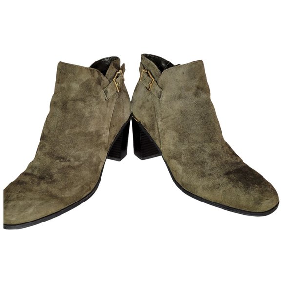 BANDOLINO Orelia Ankle Boots Gray Suede Round-Toe Block Heel Women's Sz. 7-1/2M - Picture 6 of 11